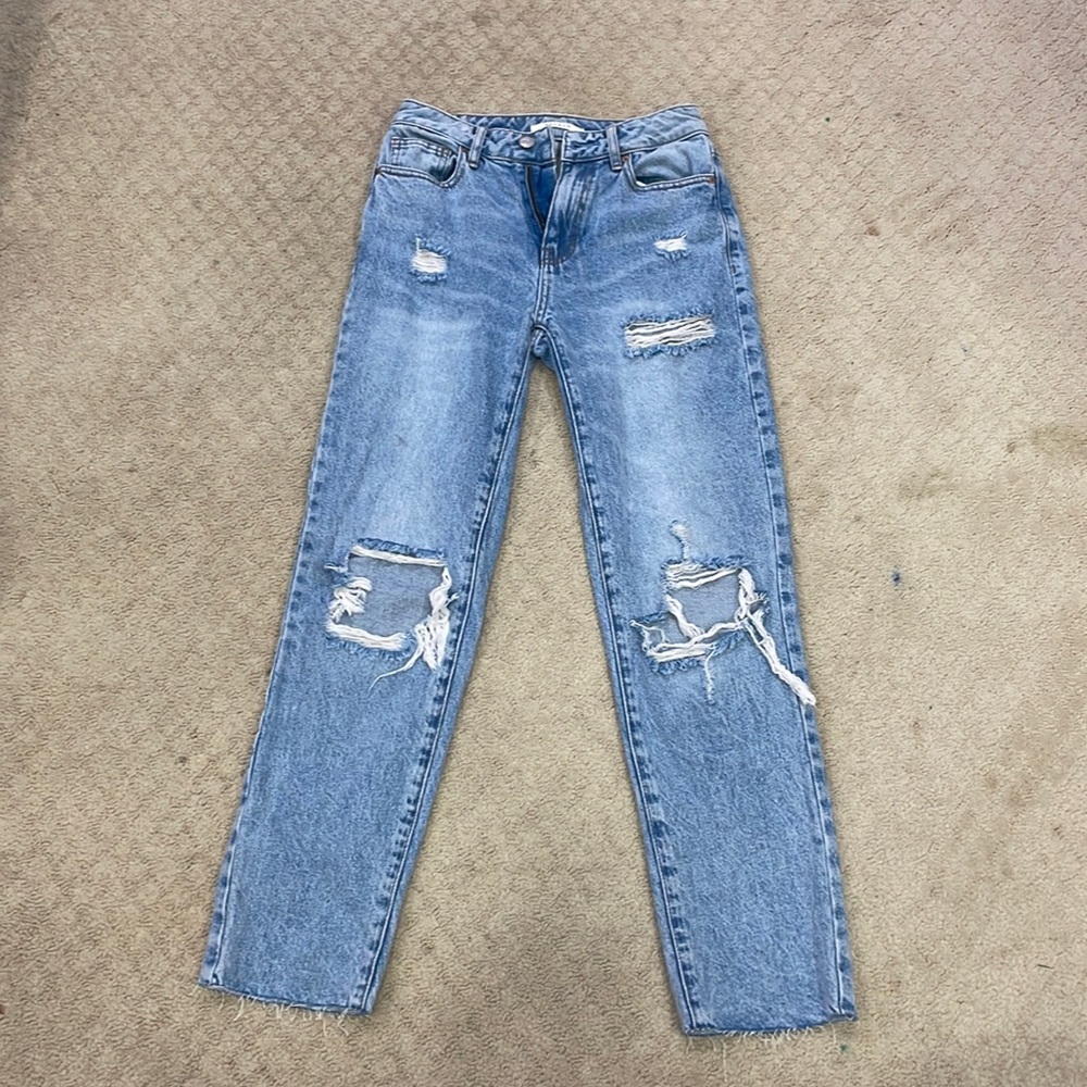 pacsun size 23 ripped mom jeans blue